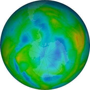 Antarctic ozone map for 2024-06-24